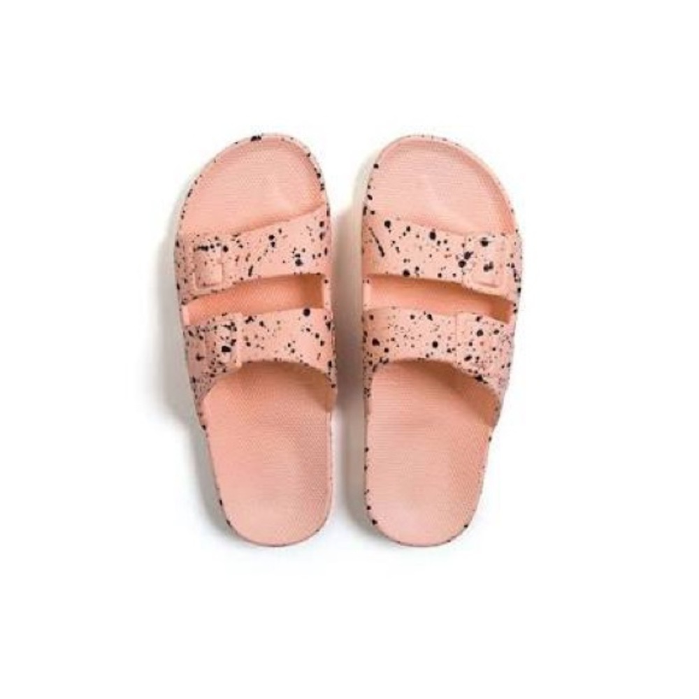 Freedom Moses Pink Splatter Double-Strap Slide Sandals